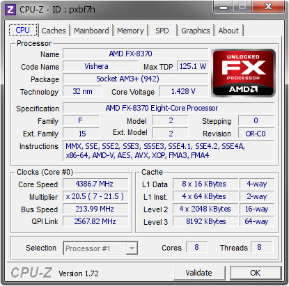 screenshot of CPU-Z validation for Dump [pxbf7h] - Submitted by  ALPHAONE  - 2015-05-09 23:05:46