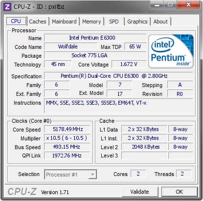 screenshot of CPU-Z validation for Dump [pxitbz] - Submitted by  SPARKEY247  - 2015-01-18 07:01:24