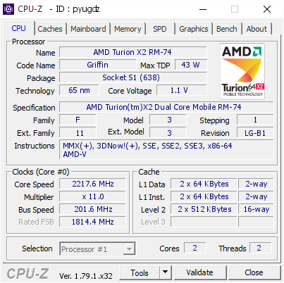 screenshot of CPU-Z validation for Dump [pyugdz] - Submitted by  DESKTOP-FDC650P  - 2017-06-03 09:41:04