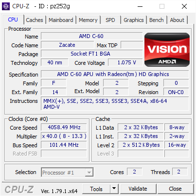 screenshot of CPU-Z validation for Dump [pz252g] - Submitted by  DESKTOP-AMU8JJU  - 2017-06-24 17:35:22
