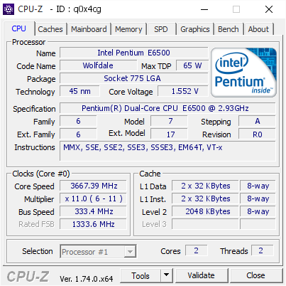 screenshot of CPU-Z validation for Dump [q0x4cg] - Submitted by  KochiyaYamato  - 2016-01-02 08:17:08