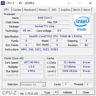 screenshot of CPU-Z validation for Dump [q2whrp] - Submitted by  ZSZ-TEST-2  - 2015-10-09 11:56:29