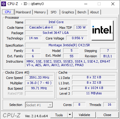 screenshot of CPU-Z validation for Dump [q6emy0] - Submitted by  Anonymous  - 2025-03-17 15:45:27
