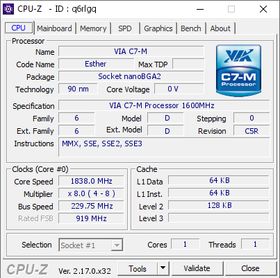 screenshot of CPU-Z validation for Dump [q6rlgq] - Submitted by  Rabbit_AF  - 2026-08-10 02:41:59