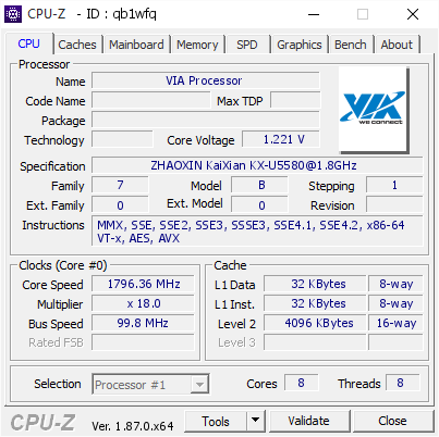 screenshot of CPU-Z validation for Dump [qb1wfq] - Submitted by  LENOVO-PC  - 2018-12-10 12:37:37