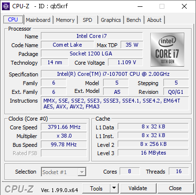 screenshot of CPU-Z validation for Dump [qb5xrf] - Submitted by    - 2022-02-09 12:59:01