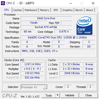 screenshot of CPU-Z validation for Dump [qdbf7z] - Submitted by  XPLORE-ПК  - 2018-01-09 20:03:03