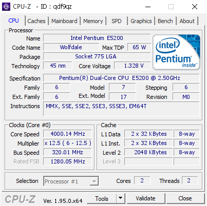 screenshot of CPU-Z validation for Dump [qdf9qz] - Submitted by  RIdiculousOwO  - 2021-04-01 14:49:42