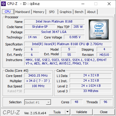 screenshot of CPU-Z validation for Dump [qdixuy] - Submitted by  MAIN  - 2025-05-23 10:49:17