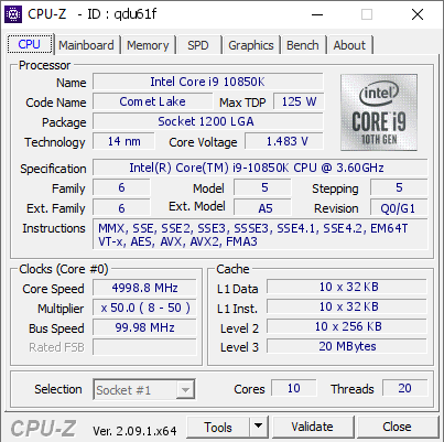 screenshot of CPU-Z validation for Dump [qdu61f] - Submitted by  Anonymous  - 2024-04-25 23:07:49