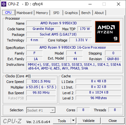 screenshot of CPU-Z validation for Dump [qfsxj4] - Submitted by  DESKTOP-0LMA6BD  - 2025-09-21 13:08:16