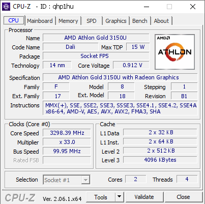 screenshot of CPU-Z validation for Dump [qhp1hu] - Submitted by  CF-3409  - 2023-06-18 01:41:37