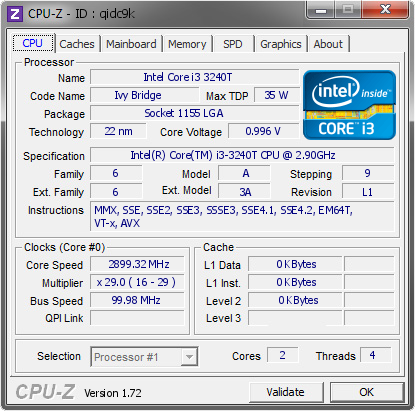 screenshot of CPU-Z validation for Dump [qidc9k] - Submitted by  HUGO-PC  - 2015-06-28 19:06:47