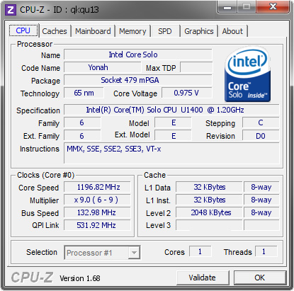 screenshot of CPU-Z validation for Dump [qkqu13] - Submitted by  PC2014021823YVA  - 2014-03-02 12:03:46