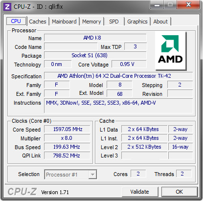 screenshot of CPU-Z validation for Dump [qlkfix] - Submitted by  HAAS-PC  - 2014-12-01 19:12:56