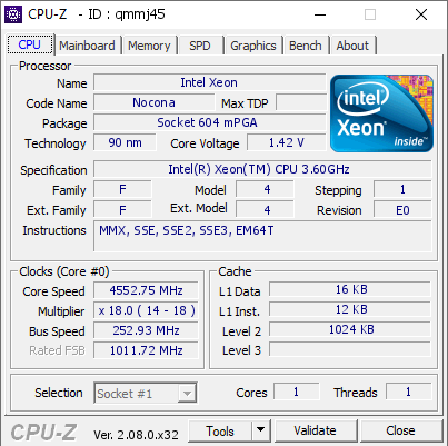 screenshot of CPU-Z validation for Dump [qmmj45] - Submitted by  R-998  - 2025-03-10 23:39:00
