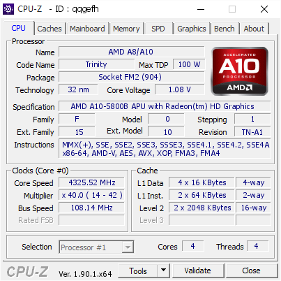 screenshot of CPU-Z validation for Dump [qqgefh] - Submitted by  DESKTOP-A37I58B  - 2019-12-24 02:53:49