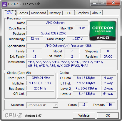 screenshot of CPU-Z validation for Dump [qt744b] - Submitted by  PEDPRIME33  - 2013-10-31 17:10:26
