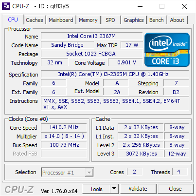 screenshot of CPU-Z validation for Dump [qt83y5] - Submitted by  ÇÀÉÊÀ-ÏÊ  - 2016-07-19 05:47:36