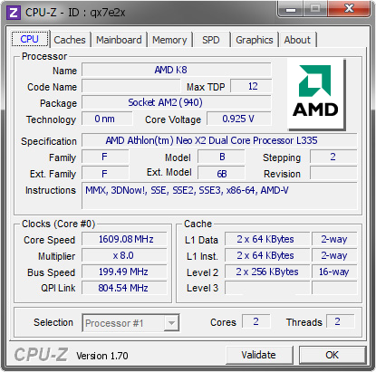 screenshot of CPU-Z validation for Dump [qx7e2x] - Submitted by  FREESKYC-BC06C2  - 2014-09-09 16:09:59