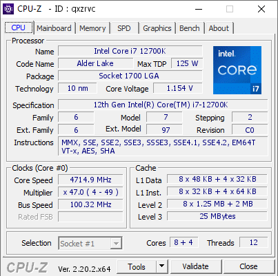 screenshot of CPU-Z validation for Dump [qxzrvc] - Submitted by  Anonymous  - 2026-09-05 14:11:00