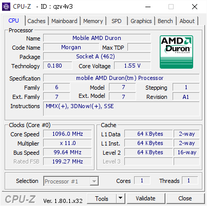 screenshot of CPU-Z validation for Dump [qzv4v3] - Submitted by  COMPAQ700  - 2017-08-22 16:53:15