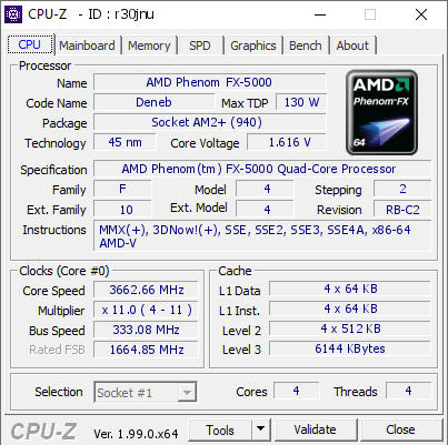 screenshot of CPU-Z validation for Dump [r30jnu] - Submitted by  ZakuChan  - 2022-03-06 15:48:31
