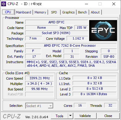 screenshot of CPU-Z validation for Dump [r4kvpz] - Submitted by  HYPERV01  - 2022-08-08 18:03:23