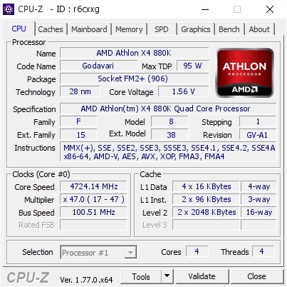 screenshot of CPU-Z validation for Dump [r6cxxg] - Submitted by  Anonymous  - 2016-09-30 10:03:58