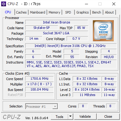 screenshot of CPU-Z validation for Dump [r7lrps] - Submitted by  WE-PR_XXXXX  - 2018-08-17 12:49:25