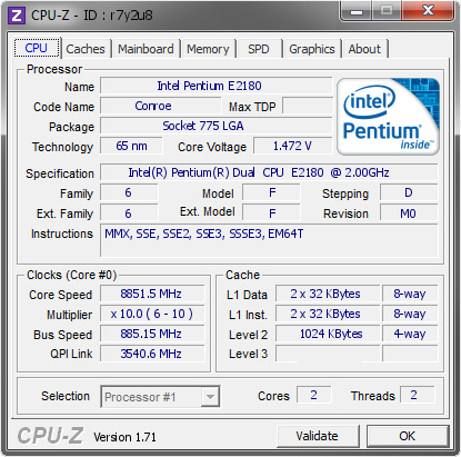 screenshot of CPU-Z validation for Dump [r7y2u8] - Submitted by  NICOLAS-PC  - 2014-12-28 19:12:58