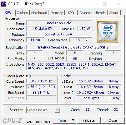 screenshot of CPU-Z validation for Dump [r9vdg3] - Submitted by  APP2  - 2019-06-03 19:03:46