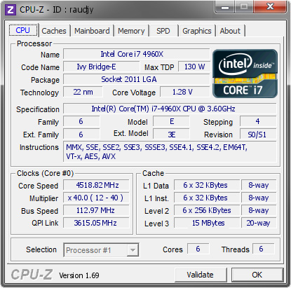 screenshot of cpu-z software validation