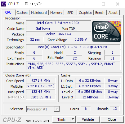 screenshot of CPU-Z validation for Dump [rcjv2r] - Submitted by  Z97E6-PC  - 2016-11-04 21:56:23