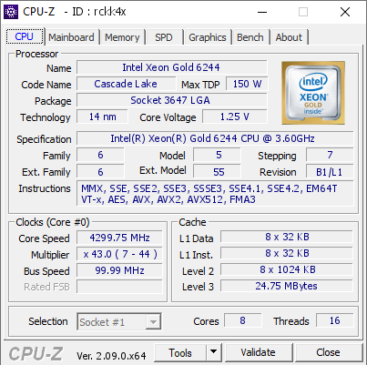 screenshot of CPU-Z validation for Dump [rckk4x] - Submitted by  Anonymous  - 2024-09-05 14:43:33