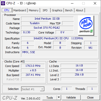 screenshot of CPU-Z validation for Dump [rgbxwp] - Submitted by    - 2022-04-19 22:54:08