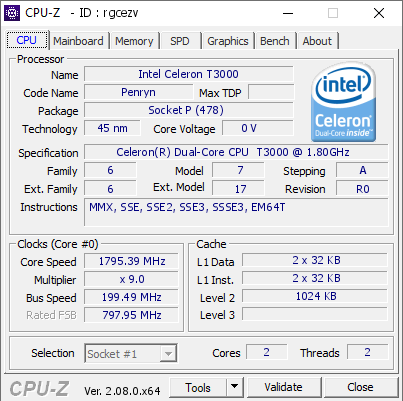 screenshot of CPU-Z validation for Dump [rgcezv] - Submitted by  А-ПК  - 2023-11-18 22:29:37