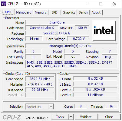 screenshot of CPU-Z validation for Dump [ric82x] - Submitted by  Anonymous  - 2026-01-17 15:10:17