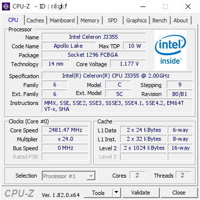 screenshot of CPU-Z validation for Dump [rikgkf] - Submitted by  DESKTOP-53D0M6U  - 2017-12-08 12:24:45