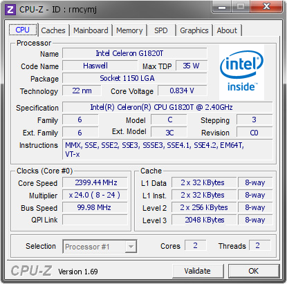 screenshot of CPU-Z validation for Dump [rmcymj] - Submitted by  DATA-SERVER  - 2014-11-05 19:11:41