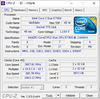 screenshot of CPU-Z validation for Dump [rmta4s] - Submitted by  Anonymous  - 2022-11-09 09:08:26