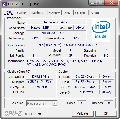 screenshot of CPU-Z validation for Dump [rp2t9e] - Submitted by  Napster  - 2014-09-24 21:09:10