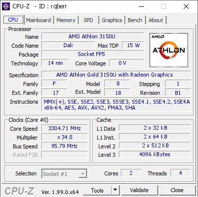 screenshot of CPU-Z validation for Dump [rqberr] - Submitted by  Anonymous  - 2022-03-05 02:58:22