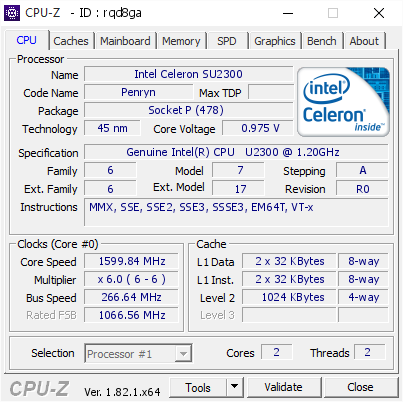 screenshot of CPU-Z validation for Dump [rqd8ga] - Submitted by  DESKTOP-9FRE7OT  - 2018-01-26 12:52:50