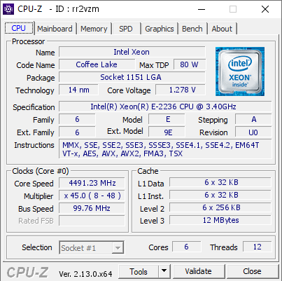 screenshot of CPU-Z validation for Dump [rr2vzm] - Submitted by  DESKTOP-QEKPK2D  - 2024-12-28 16:36:44