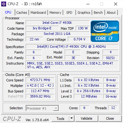 screenshot of CPU-Z validation for Dump [rs1fah] - Submitted by  Bad Habit  - 2015-10-14 08:49:36