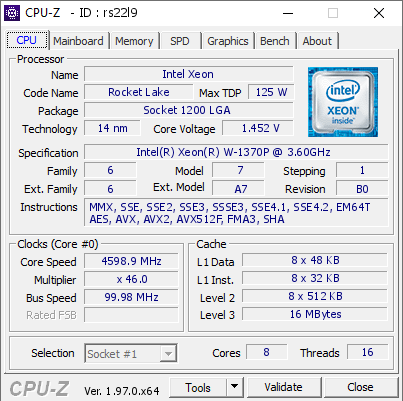 screenshot of CPU-Z validation for Dump [rs22l9] - Submitted by  Anonymous  - 2021-10-21 11:56:18