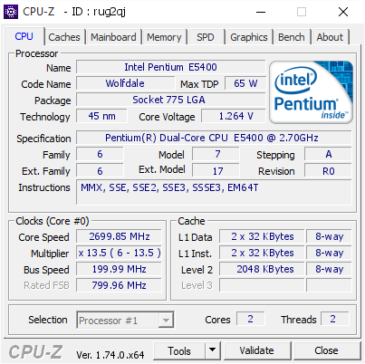 screenshot of CPU-Z validation for Dump [rug2qj] - Submitted by  kan1976  - 2015-12-17 02:01:54