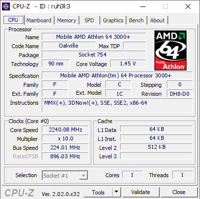 screenshot of CPU-Z validation for Dump [ruh3k3] - Submitted by  klopcha  - 2023-04-25 15:18:58