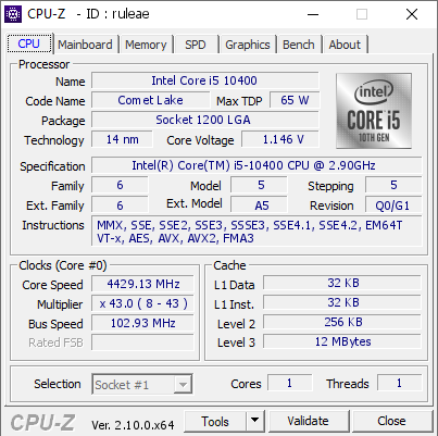 screenshot of CPU-Z validation for Dump [ruleae] - Submitted by  yee245  - 2024-09-11 02:47:38